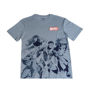 Marvel X-Men T-Shirt Men’s 2X Gray Sewn Logo Patch Cyclops Wolverine Rogue EUC